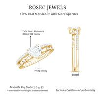 1.5 Carat Heart Moissanite Solitaire Double Band Ring Set