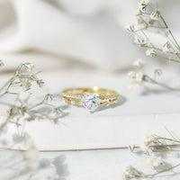 1.5 Carat Heart Moissanite Solitaire Double Band Ring Set
