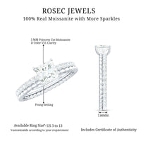 Certified Moissanite Square Cut Engagement Ring For Women