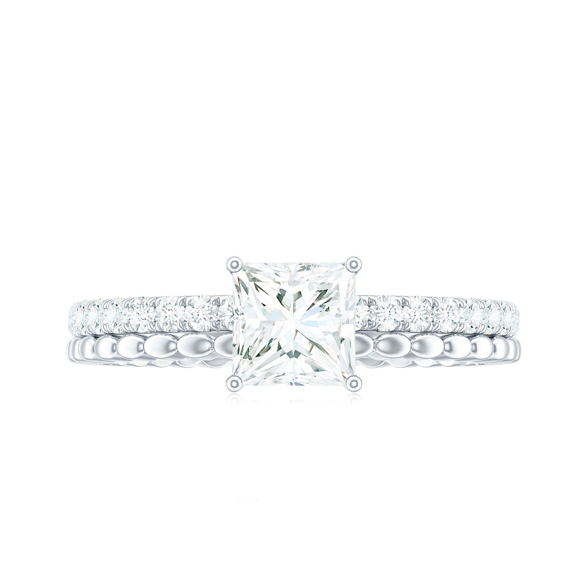 Certified Moissanite Square Cut Engagement Ring For Women