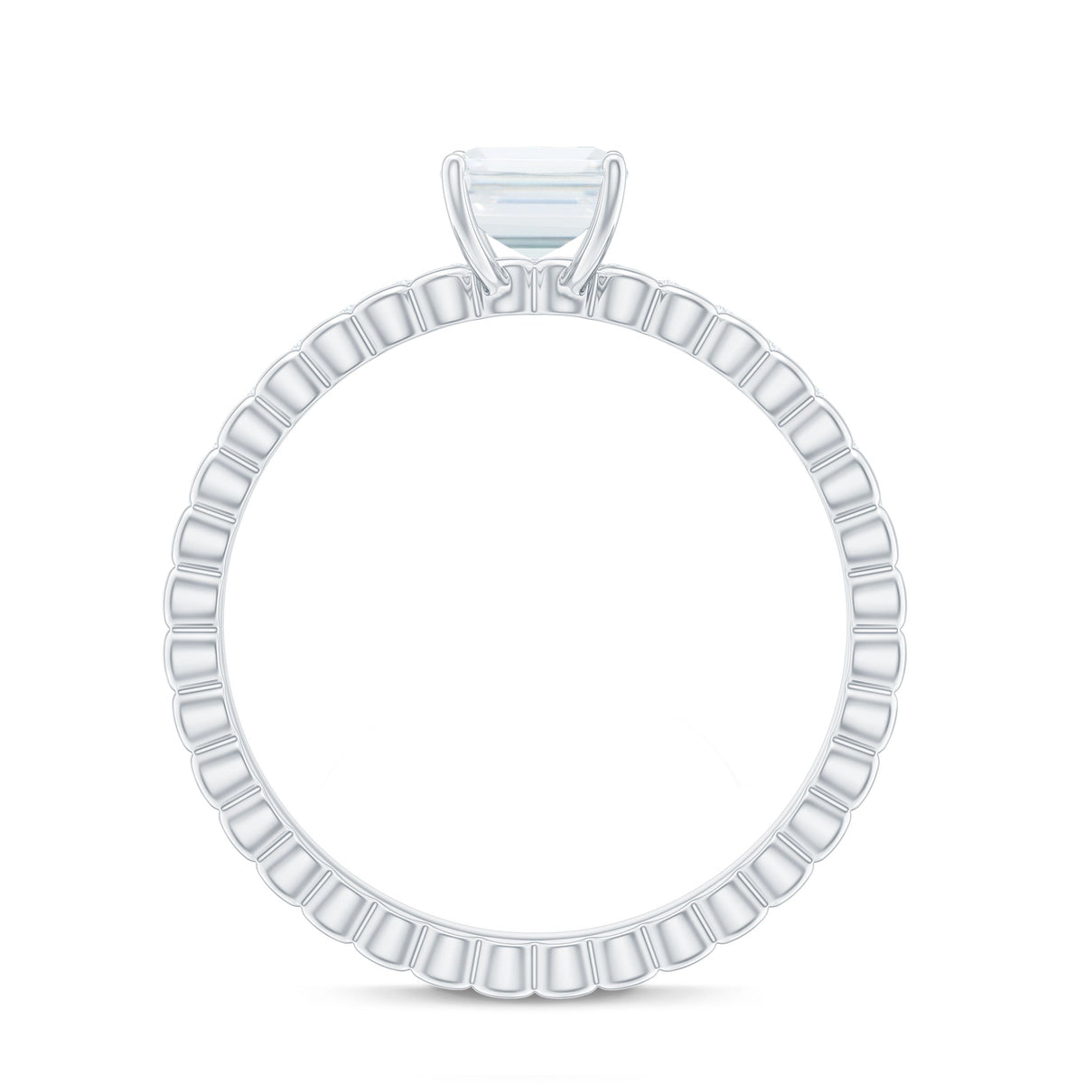 Certified 6X8mm Emerald Cut Moissanite Solitaire Engagement Ring