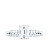 Certified 6X8mm Emerald Cut Moissanite Solitaire Engagement Ring