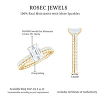 Certified 6X8mm Emerald Cut Moissanite Solitaire Engagement Ring