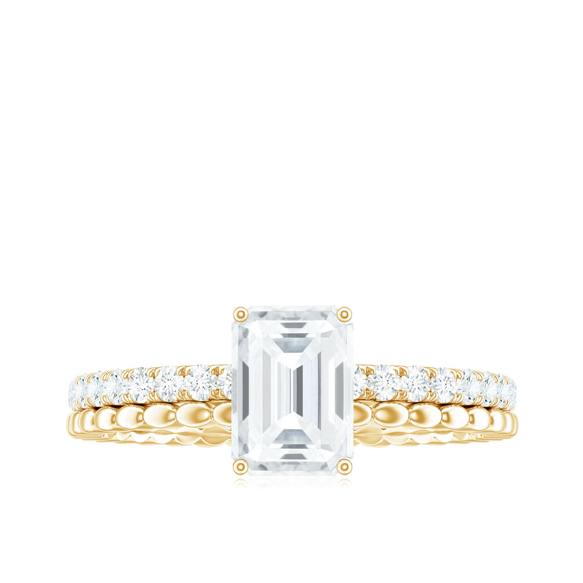Certified 6X8mm Emerald Cut Moissanite Solitaire Engagement Ring