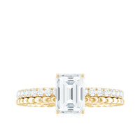 Certified 6X8mm Emerald Cut Moissanite Solitaire Engagement Ring