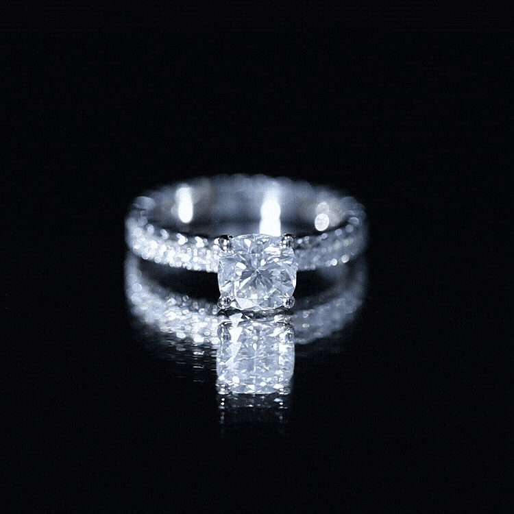 6mm Certified Cushion Cut Moissanite Solitaire Engagement Ring