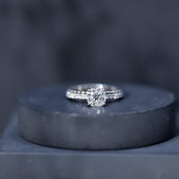 6mm Certified Cushion Cut Moissanite Solitaire Engagement Ring