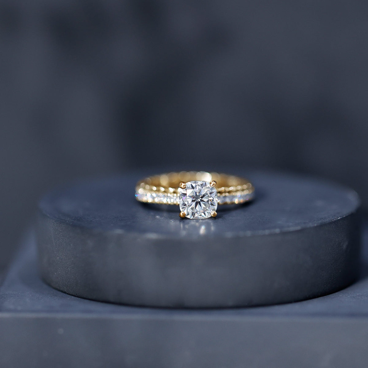 6mm Certified Cushion Cut Moissanite Solitaire Engagement Ring