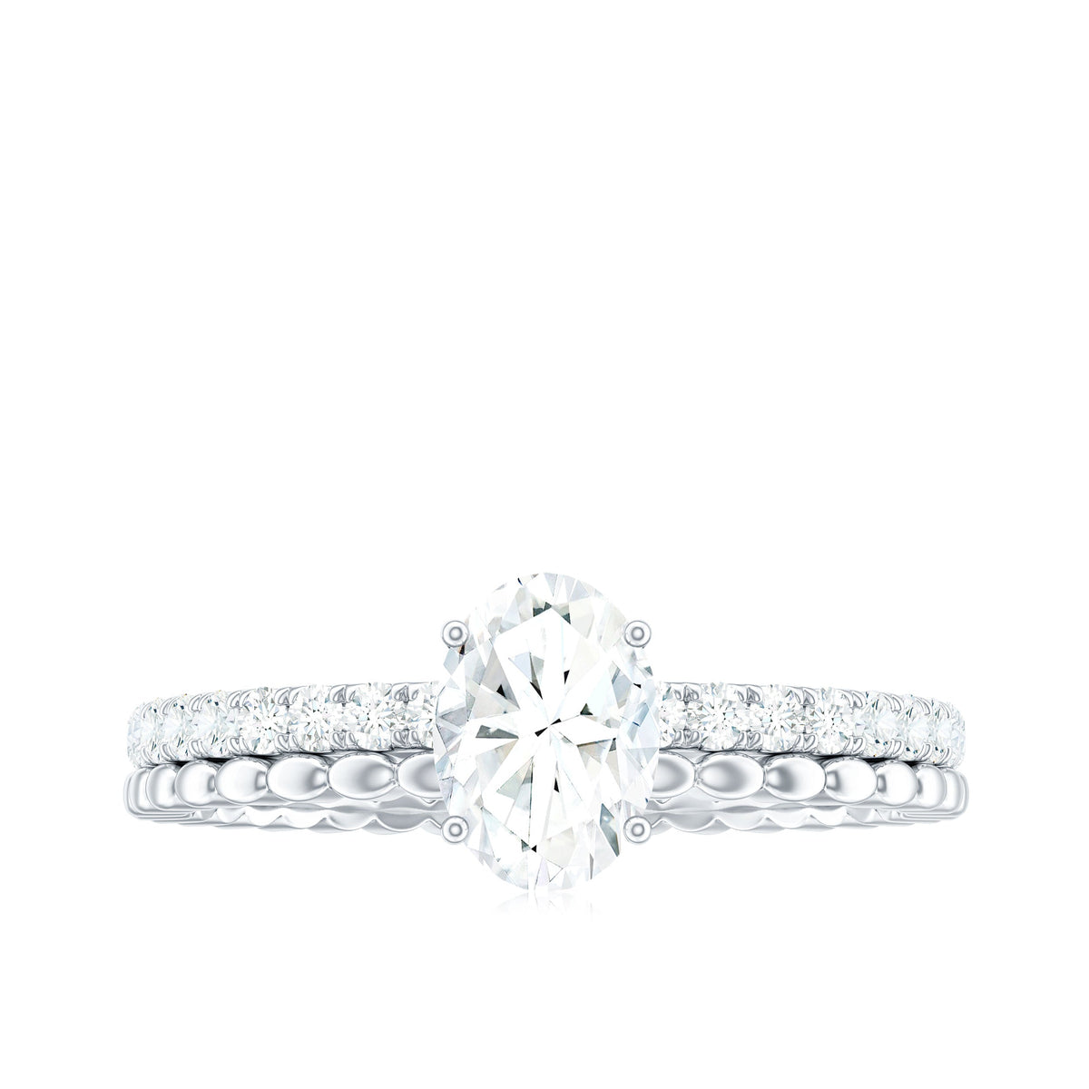 5x7mm Solitaire Moissanite Oblong Engagement Ring