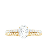 5x7mm Solitaire Moissanite Oblong Engagement Ring