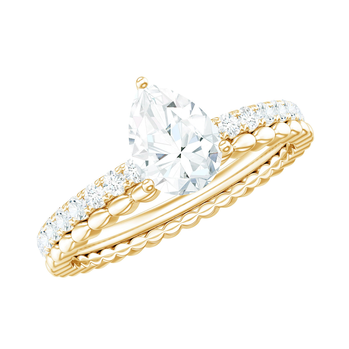 5X7mm Pear Cut Moissanite Solitaire Engagement Ring