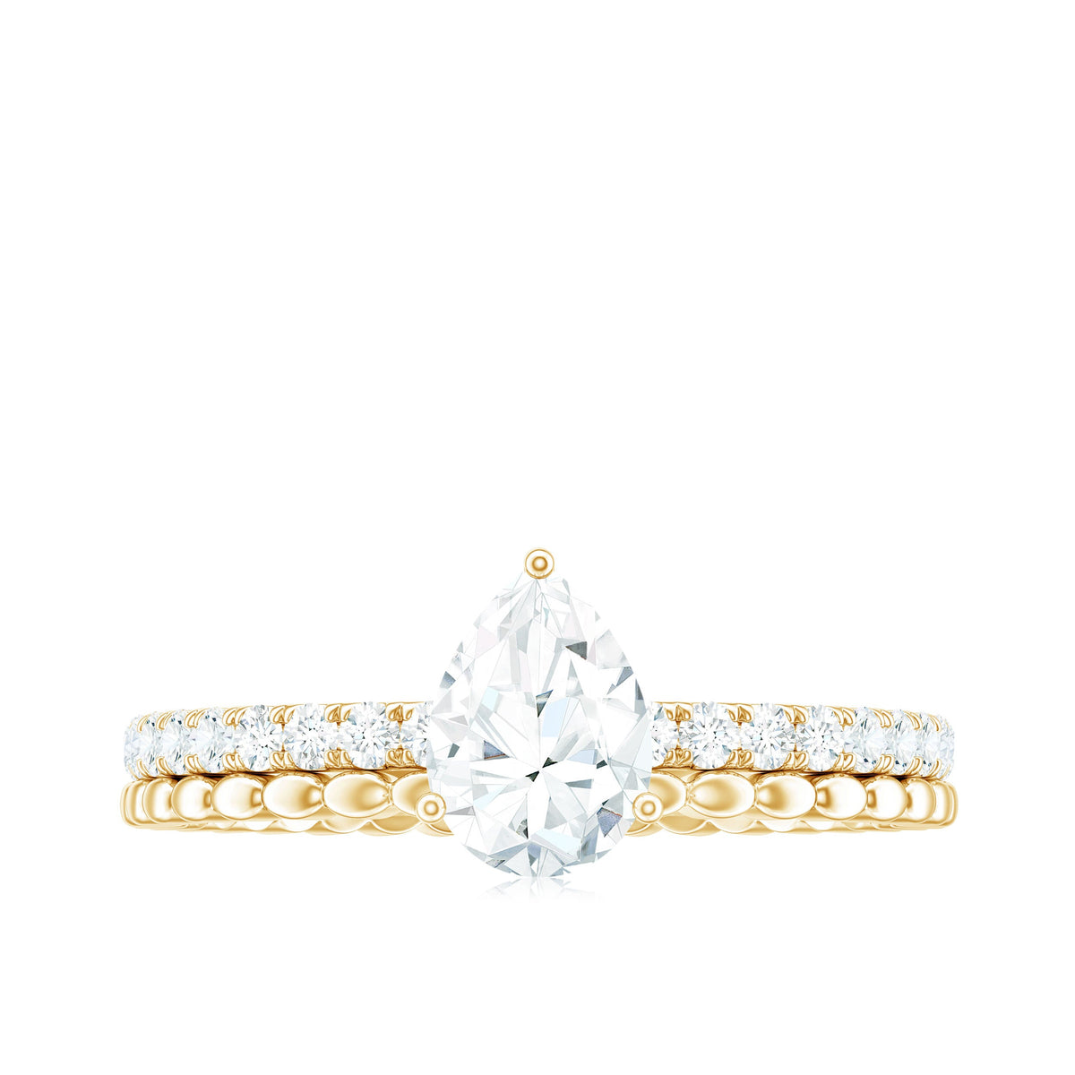 5X7mm Pear Cut Moissanite Solitaire Engagement Ring