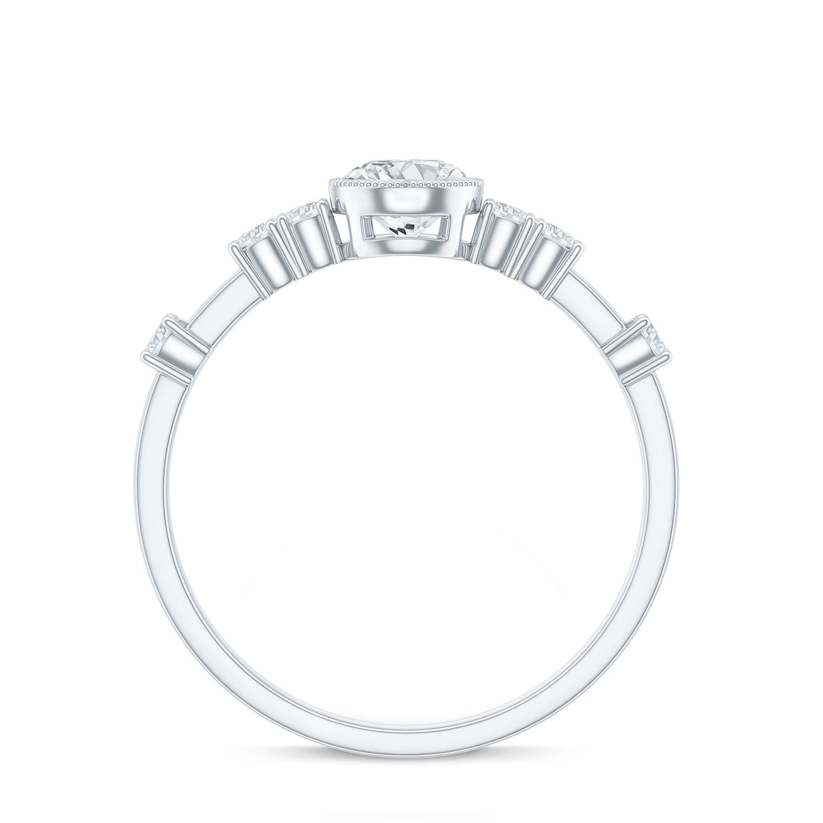 5mm Round Certified Moissanite Solitaire Engagement Ring in Bezel Setting