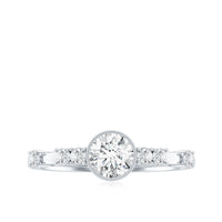 5mm Round Certified Moissanite Solitaire Engagement Ring in Bezel Setting