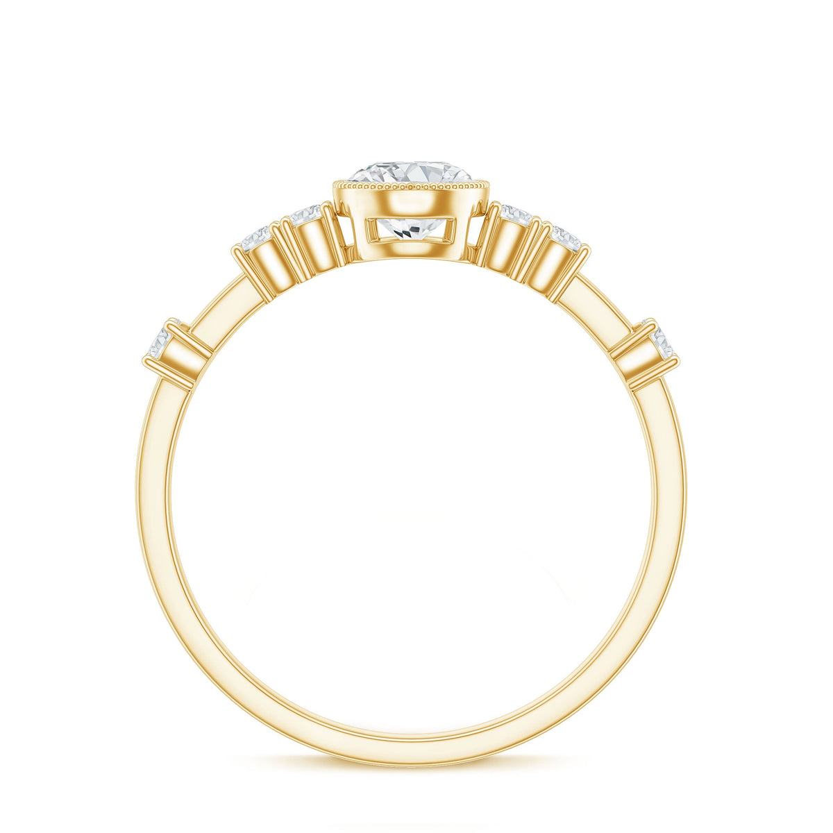 5mm Round Certified Moissanite Solitaire Engagement Ring in Bezel Setting