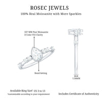 5X7mm Pear Cut Moissanite Solitaire Engagement Ring with Beaded Details