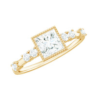 Square Moissanite Engagement Ring With Side Stones