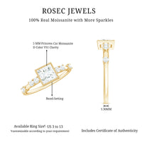 Square Moissanite Engagement Ring With Side Stones