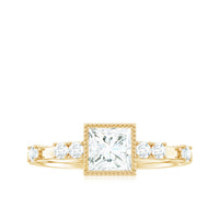 Square Moissanite Engagement Ring With Side Stones