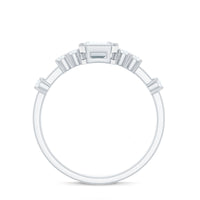 Womens Moissanite 6X8 mm Emerald Cut Engagement Ring in Bezel Setting
