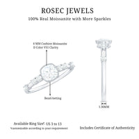 6mm Cushion Cut Moissanite Solitaire Engagement Ring in Bezel Setting