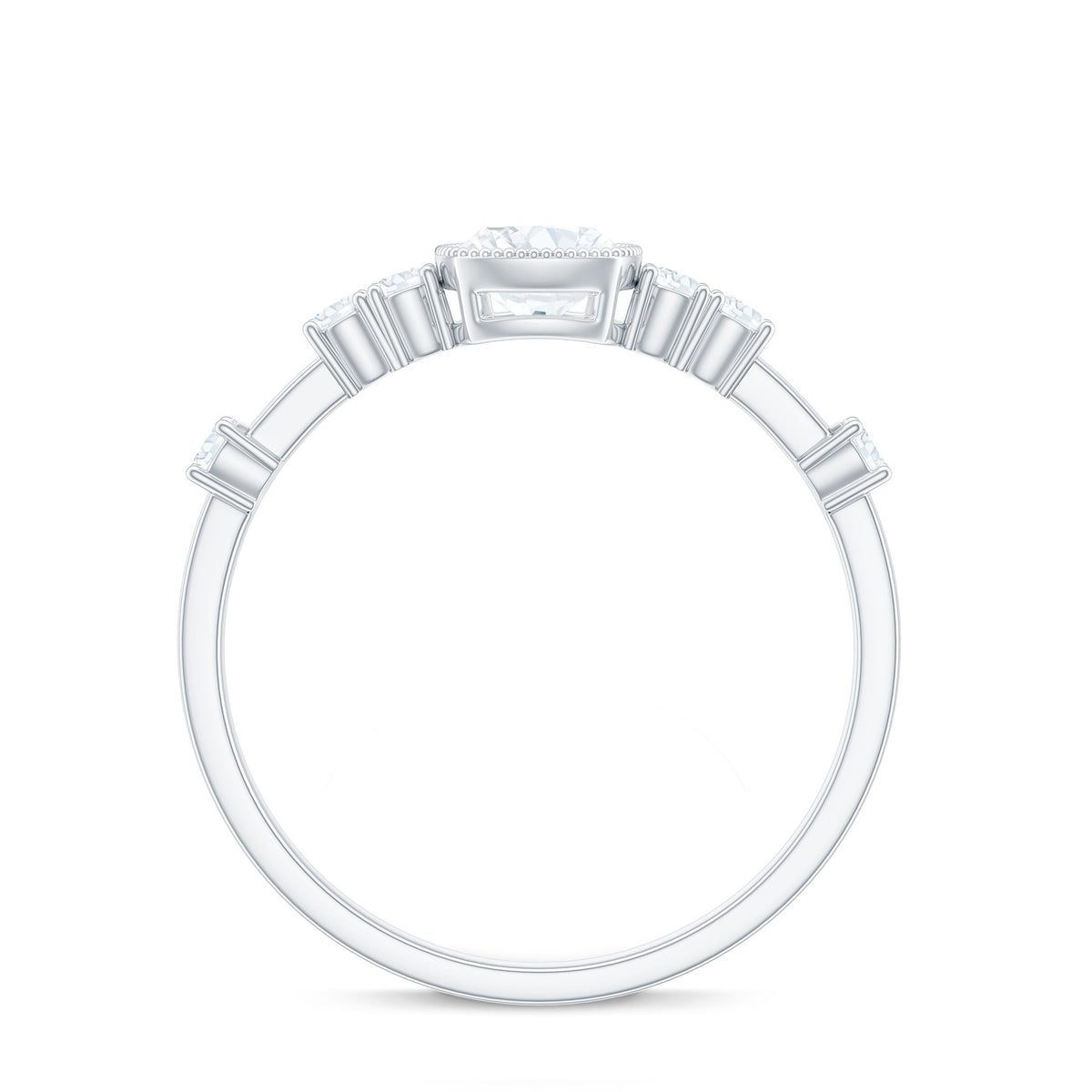 6mm Cushion Cut Moissanite Solitaire Engagement Ring in Bezel Setting