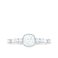 6mm Cushion Cut Moissanite Solitaire Engagement Ring in Bezel Setting