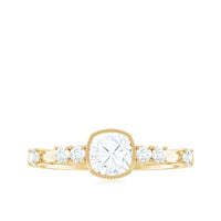 6mm Cushion Cut Moissanite Solitaire Engagement Ring in Bezel Setting