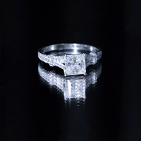 3 Carat Princess Cut Moissanite Solitaire Engagement Ring in Split Shank
