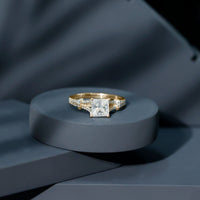 3 Carat Princess Cut Moissanite Solitaire Engagement Ring in Split Shank
