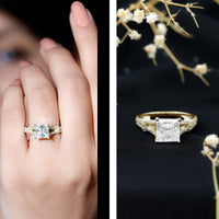 3 Carat Princess Cut Moissanite Solitaire Engagement Ring in Split Shank