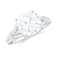 Cushion Cut Moissanite Solitaire Engagement Ring with Split Shank