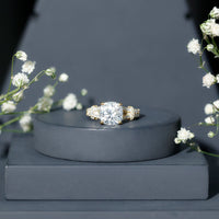 Cushion Cut Moissanite Solitaire Engagement Ring with Split Shank