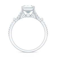 7x9 MM Emerald Cut Moissanite Split Shank Engagement Ring for Women
