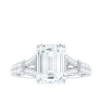 7x9 MM Emerald Cut Moissanite Split Shank Engagement Ring for Women