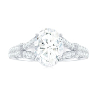 7X9 mm Oval Cut Moissanite Statement Engagement Ring with Split Shank
