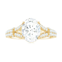7X9 mm Oval Cut Moissanite Statement Engagement Ring with Split Shank
