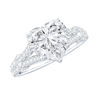 Heart Shape Moissanite Solitaire Engagement Ring in Split Shank