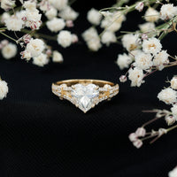 Heart Shape Moissanite Solitaire Engagement Ring in Split Shank
