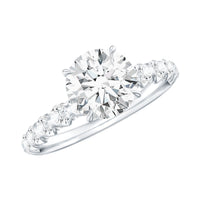 Round Cut Moissanite Solitaire Engagement Ring with Side Stones