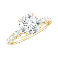 Round Cut Moissanite Solitaire Engagement Ring with Side Stones