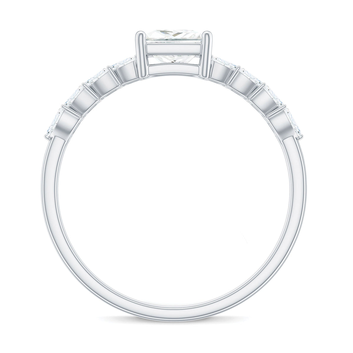 Certified Princess Cut Moissanite Split Shank Engagement Ring