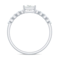 Certified Princess Cut Moissanite Split Shank Engagement Ring