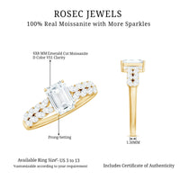 Certified Moissanite Emerald Cut Engagement Ring with Side Stones