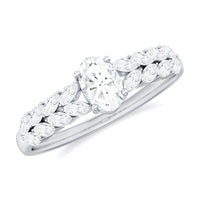 4x6mm Oval Cut Certified Moissanite Engagement Split Shank Ring