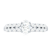 4x6mm Oval Cut Certified Moissanite Engagement Split Shank Ring