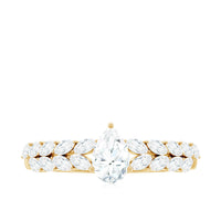 Certified Pear Cut Moissanite Solitaire Engagement Ring with Split Shank