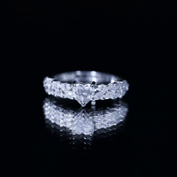 Heart Shape Moissanite Engagement Ring with Side Stones