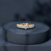 Heart Shape Moissanite Engagement Ring with Side Stones