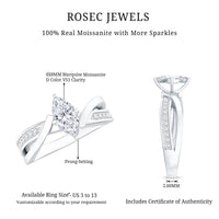 Certified Moissanite Marquise Cut Engagement Ring For Women